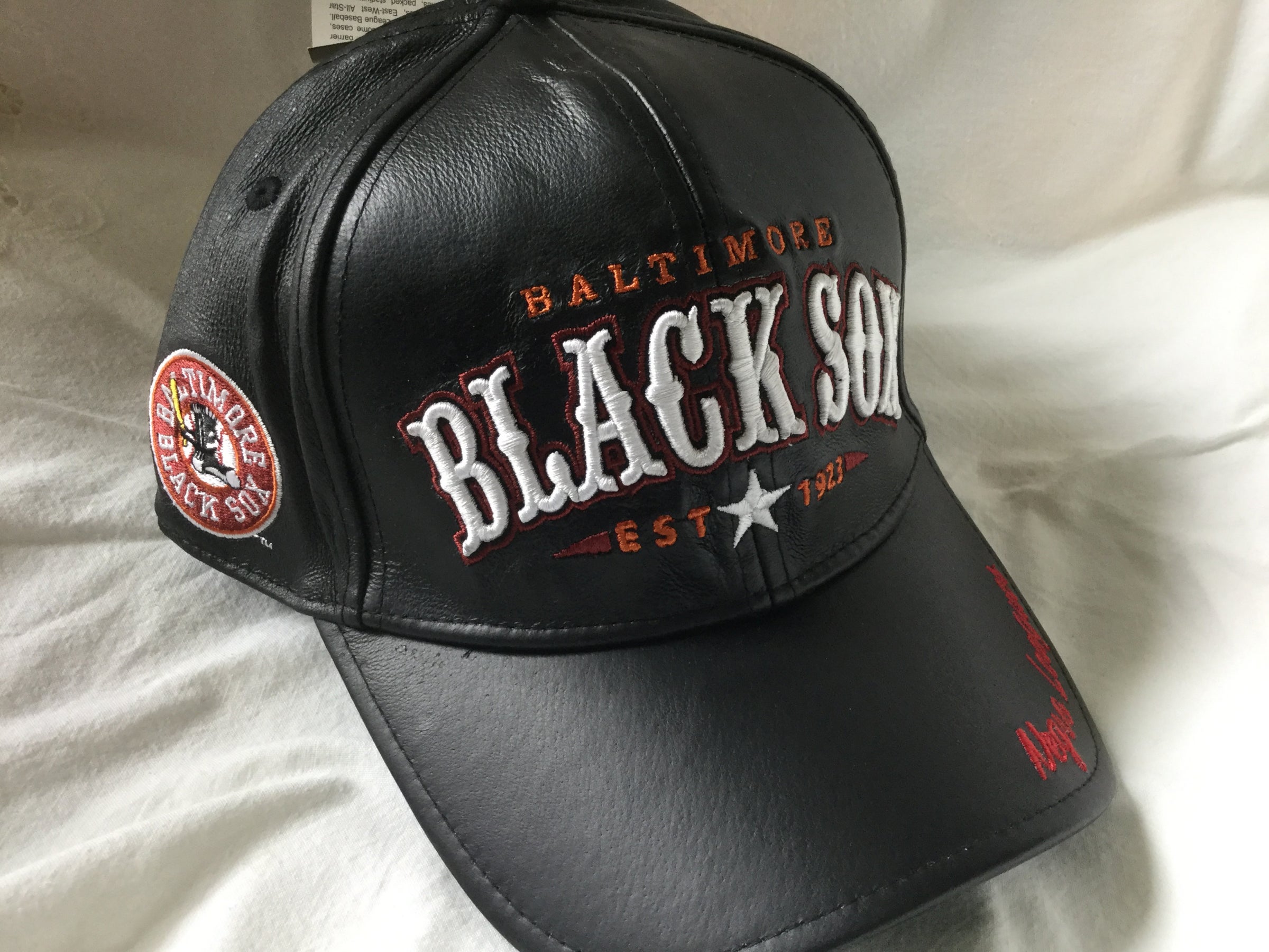 Baltimore Black Sox Leather Cap  B.L.A.C.K (Negro League, Buffalo Soldiers  and Tuskegee Airmen apparel)